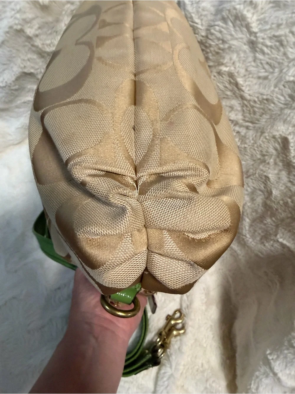 Y2K Coach Poppy Daisy Satchel beige and green double way style